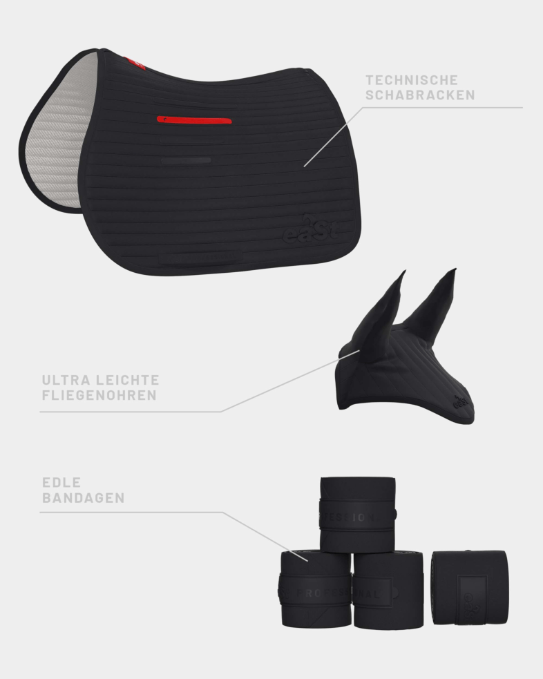 Saddle Pad Pro + Ear Net Pro +  Fleece Bandages Pro